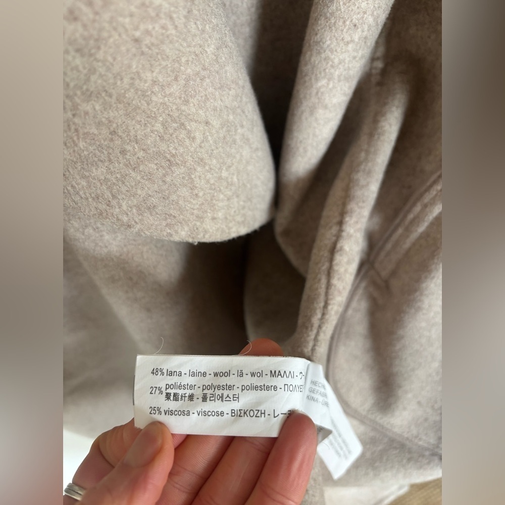 Zara Ecru Beige Wool Blend Open Draped Oversized Layering Cardigan Blanket Coat - Picture 14 of 15